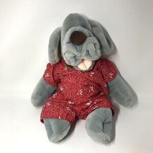 Vintage 1980s Ganz Bros Wrinkles Dog Puppy Hand Puppet Red Outfit Stuffed Toy
